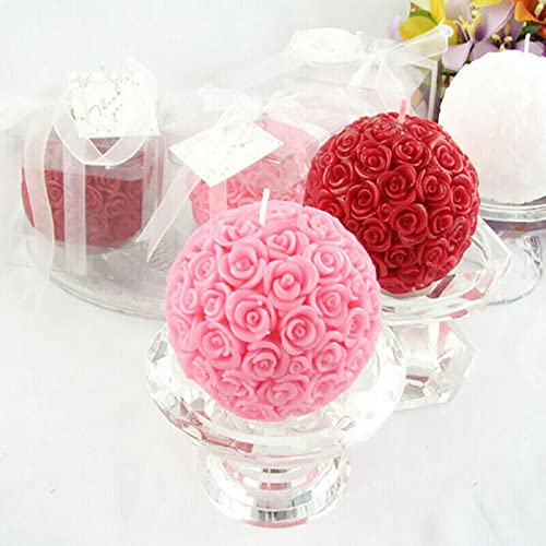 Large Rose Ball Candle Mold 3D Rose Flower Silicone Soap Mold for Fondant