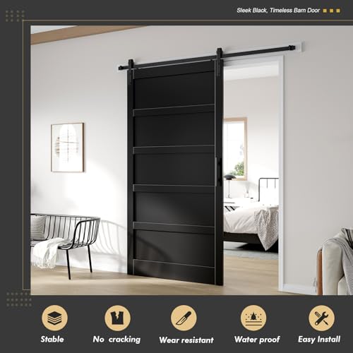 48x96 Black Barn Door with 8FT Hardware Kit