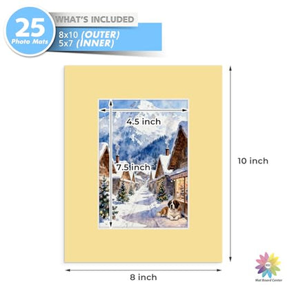Mat Board Center 25 Pack 8x10 Picture Mat for 5x7 Photo Mixed Color