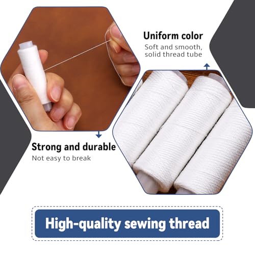 8 Rolls White Thread for Sewing (8 Count)