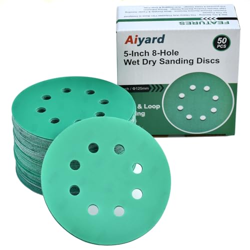 5-Inch 8-Hole Wet Dry Sanding Discs 1500 Grit Sandpaper, 50-Pack (50 Count)