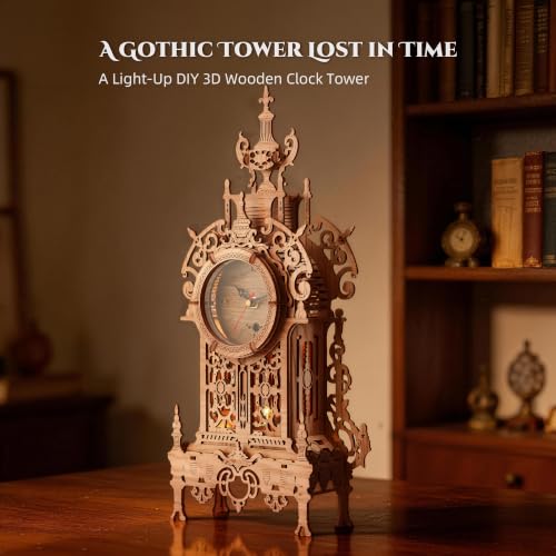3D Wood Puzzle LED Tower Clock (58 Count)