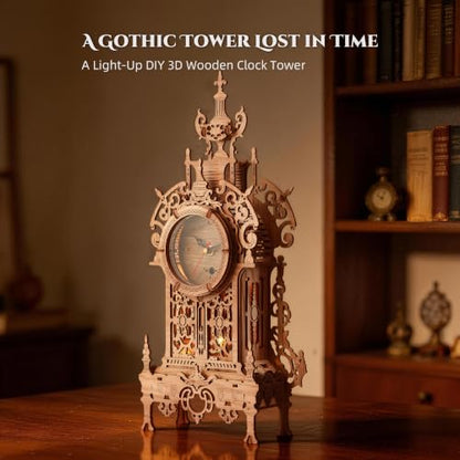 3D Wood Puzzle LED Tower Clock (58 Count)