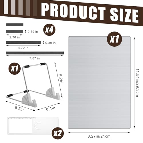 8 Pcs Cross Stitch Accessories and Tools 11.5 x 4.7 Inch Metal Magnet Board Chart Knitting Pattern Holder 2 Bookmark Magnifier with Ruler 1 Bracket 4 Magnet Strips for Crafts Work Supplies
