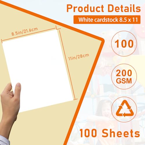 100 Sheets Bright White Cardstock 8.5 x 11 Printer Paper 75lb (100 Count)