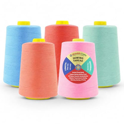 40S 2 Pastel Polyester 5 Pack of Serger Threads Cones (5 Count)