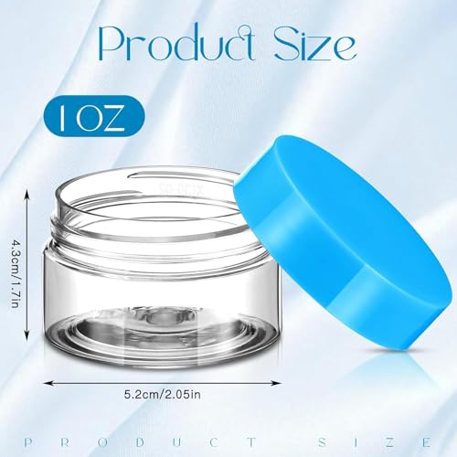 12 Pack 1 oz Plastic Container Jars with Lids Round Clear Travel Cosmetic Container Slime Jars for Toiletries (12 Count)