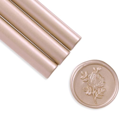 Metallic Champagne Rose Glue Gun Sealing Wax Sticks for Wax Stamp (8 Count)