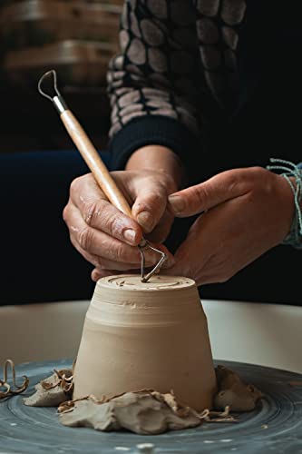 14Pcs Ceramic Pottery Clay Ribbon Sculpting Tools Kit Wire Texture and Needle Detail Tool with Plastic Box for Carving