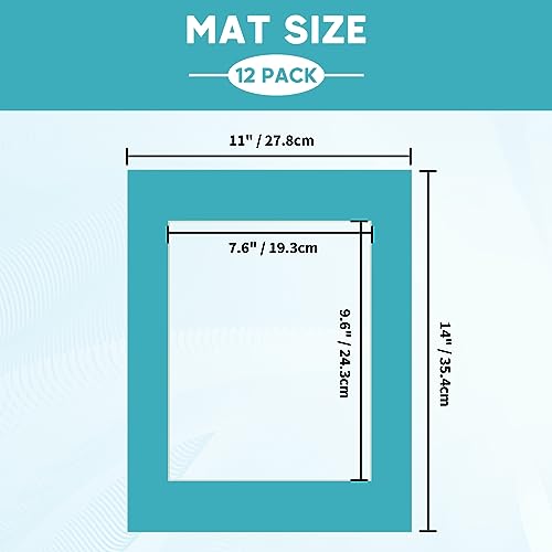 12 Packs Mixed Colors 11x14 Picture Frame Mats for 8x10 Photos