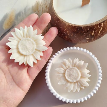 2PCS Sunflower Candle Mold Unique Flower Silicone Fondant Chocolate Cake Decor Molds 3D Floral Silicone Molds for Resin Candle Soap Wax Polymer Clay Concrete Art Craft Home Ornament (2 Count)