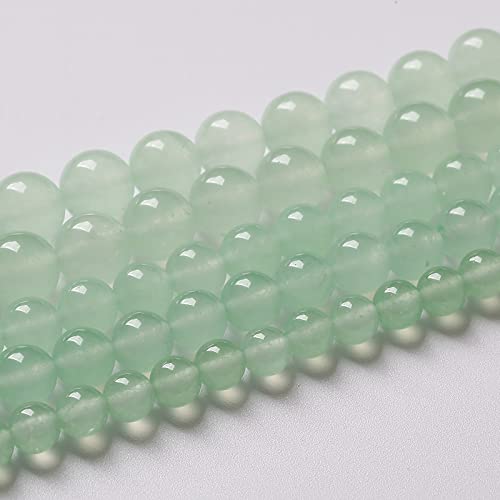 10mm 36pcs Natural Green Jade Chalcedony Beads Energy Healing Power Stone Beads for Jewelry Making Round Loose Beads DIY Bracelet 15"