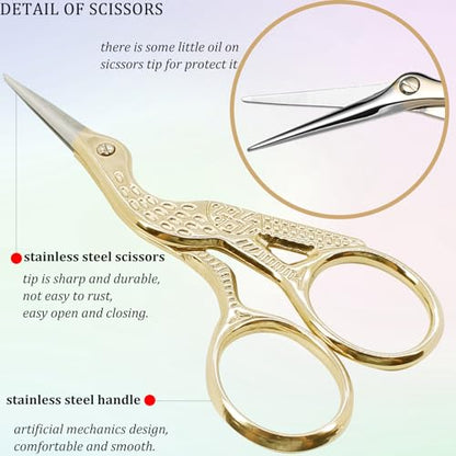 3.6Inch Small Embroidery Scissors Precision Scissor with Leather Cover Tassel Stainless Steel Tip for Crafting Thread Cutting Sewing DIY Needlework Artwork Housework