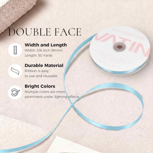 3 8 inches Double Faced Light Blue (150 Foot)