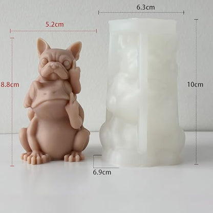 Couple Dog and Frog Animal Cylinder Candle & Resin Mold