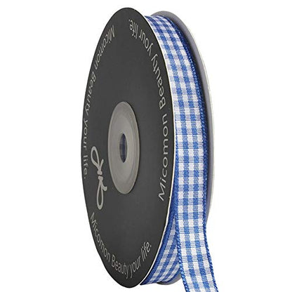 Ink Blue Gingham Plaid Checked Ribbon 25 Yard Each Roll 100% Polyester (75 Foot)