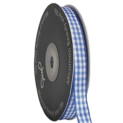 Ink Blue Gingham Plaid Checked Ribbon 25 Yard Each Roll 100% Polyester (75 Foot)