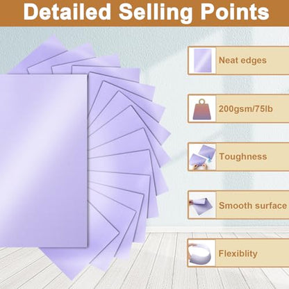 40 Sheets Purple Shimmer Cardstock 8.5 x 11 Crafts Paper 75lb (40 Count)