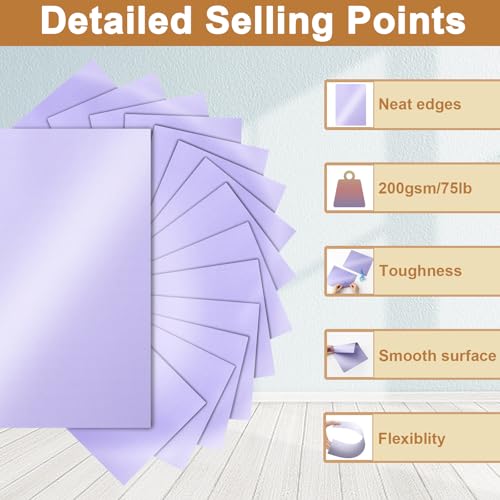 100 Sheets Purple Shimmer Cardstock 8.5 x 11 Cutting Paper 75lb (100 Count)