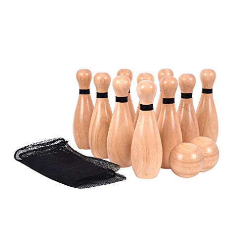Outdoor Giant Lawn Bowling Games Wooden Lawn Set Fun Sports Games Medium (12 Count)