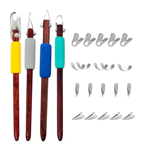 4 Pack Pottery Carving Tool Set with 20 Interchangeable Blades