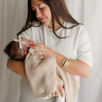 100% Organic Cotton Heritage Knit Textured Baby Quilt Blanket