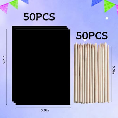 100PCS Rainbow Scratch Paper Art Gifts