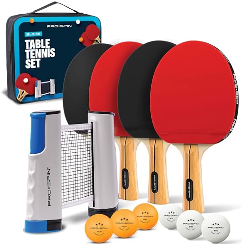 Portable Ping Pong Set with Retractable Ping Pong Net for Any Table