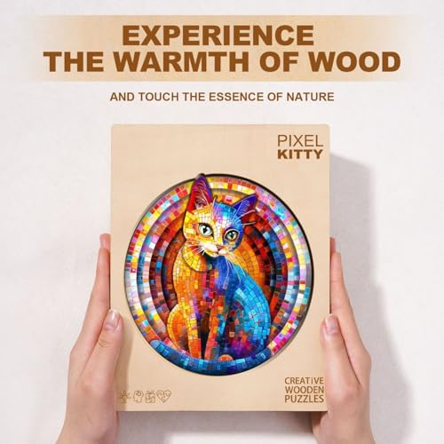Pixel Cat Puzzles Adults Gifts Wooden 100 Pieces 8.5 * 8.2in