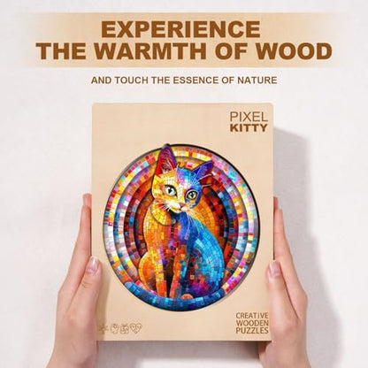 Pixel Cat Puzzles Adults Gifts Wooden 200 Pieces 11.4 * 11in