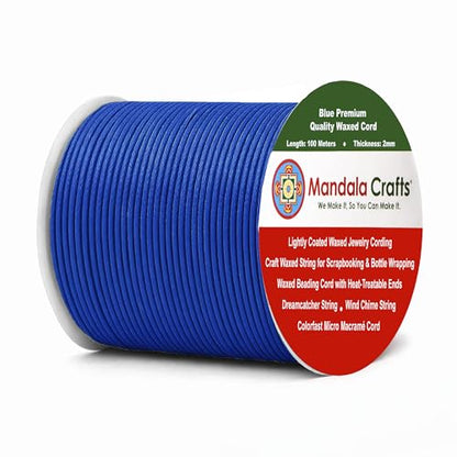 2mm Blue Waxed Cord