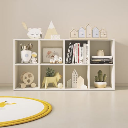 Wood Cube Storage Organizer Closet Cabinet for Living Room Bedroom Study Shelf Bookcase Wooden Floor Standing Open Bookshelf for Kids Home Office Display Storage Cabinet