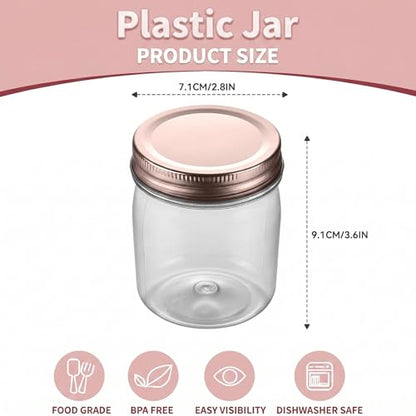 8 oz Plastic Mason Jars and Clear Plastic Jars with Lids 8 oz (32 Count)