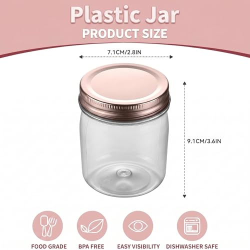 8 oz Plastic Mason Jars and Clear Plastic Jars with Lids 8 oz (48 Count)