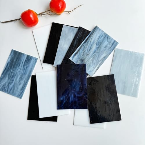 12 Sheets Stained Glass Sheet Assorted Gray Black White Colors (12 Count)