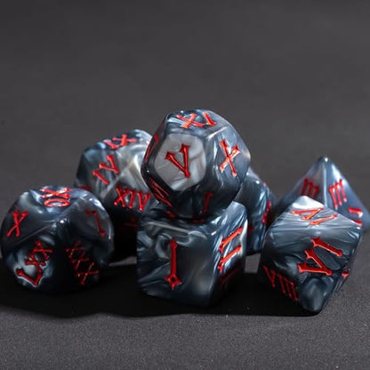 7 Die DND Dice Set Polyhedral Dice Set with a Leather Dice Bag (7 Count)