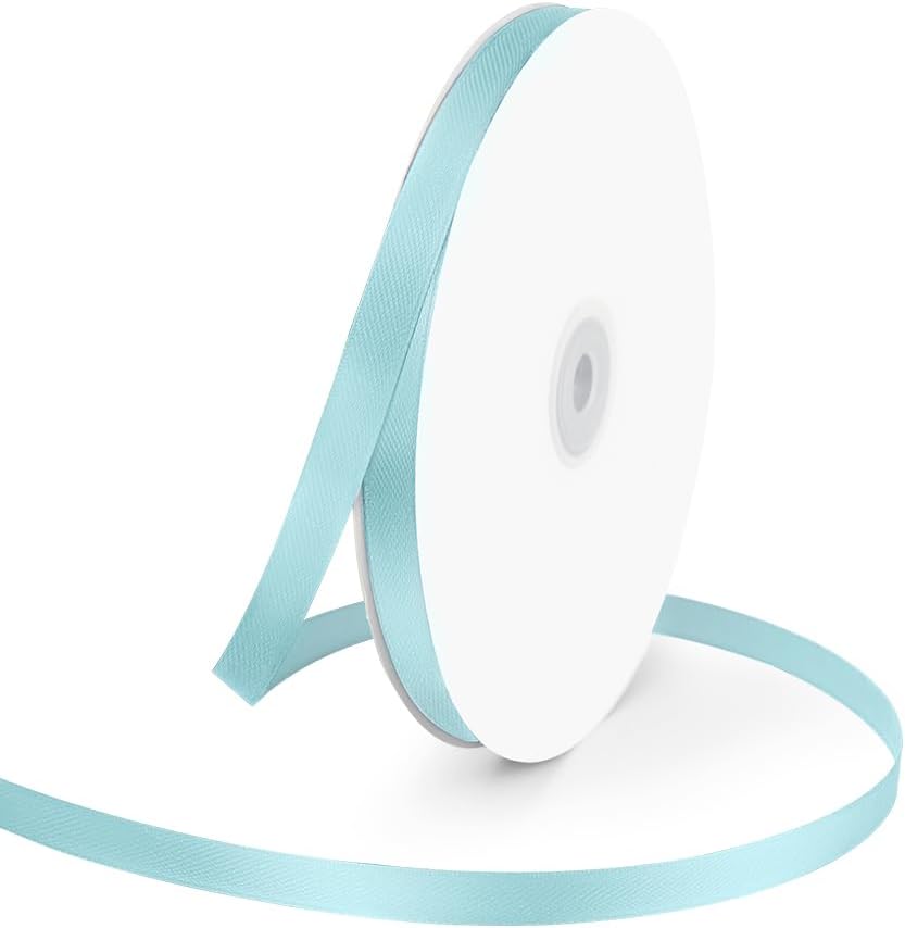 3/8" Wide x 100 Yards Single Face Polyester Satin Ribbon, Satin Ribbon for Crafts, Gift, Hair Bows, Wedding Party Decoration, Bow Making & Other Projects (Baby Blue) - Crafty Corner