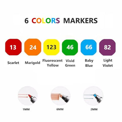 6pcs Multicolor Alcohol Markers Under 6 dallors (6 Count)