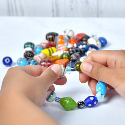 1 2 LB Bag Assorted Lampwork Glass Beads for Jewellery Making (100 Count)