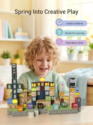 137PCS Magnetic Building Blocks with Lights (137 Count)