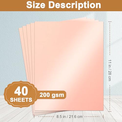40 Sheets Pink Shimmer Cardstock 8.5 x 11 Crafts Paper 75lb (40 Count)