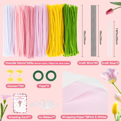 600PCS Pipe Cleaners Flower Kit (600 Count)