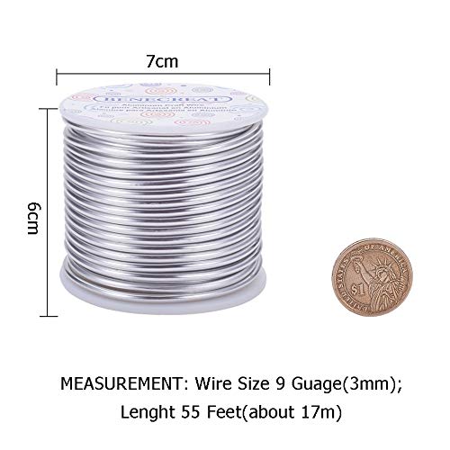 9 Gauge Jewelry Craft Aluminum Wire 55 Feet Bendable Metal Sculpting Wire for Craft Floral Model Skeleton Making (55 Foot)