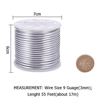 9 Gauge Jewelry Craft Aluminum Wire 55 Feet Bendable Metal Sculpting Wire for Craft Floral Model Skeleton Making (55 Foot)