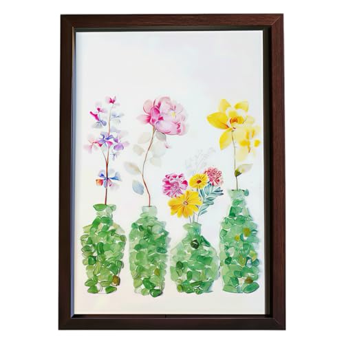 DIY Natural Crystal Mosaic Art Kit with Frame Gemstone Flower Vase Decor