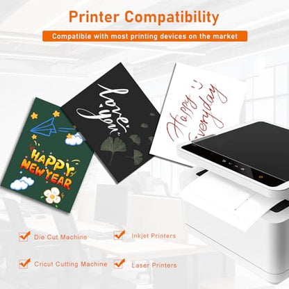 100 Sheets Black Cardstock 8.5 x 11 Printer Paper 75lb (100 Count)