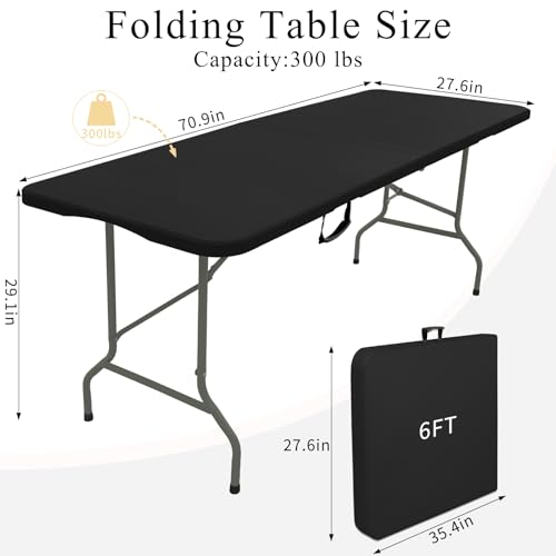 Folding Tables with Carrying Handle Lightweight Rectangular Portable Plastic Camping Table Steel Legs for Party