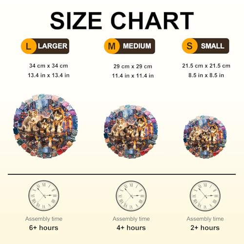 Puppies Puzzles Dog Neon Mosaic Creative Shaped City Nightscape Round Puzzle Adults Gifts for Women Men Wooden 100 Pieces 8.5 * 8.5in