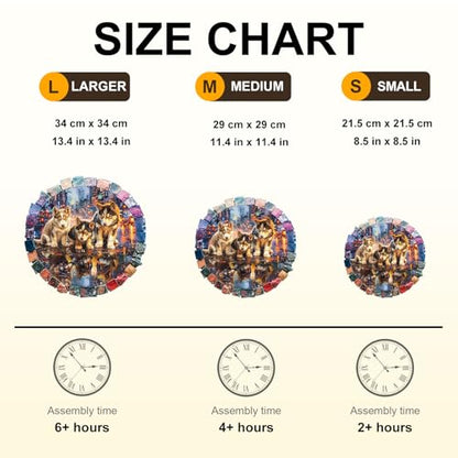 Puppies Puzzles Dog Neon Mosaic Creative Shaped City Nightscape Round Puzzle Adults Gifts for Women Men Wooden 200 Pieces 11.4 * 11.4in