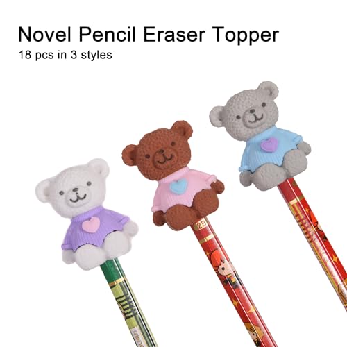18Pcs Pencil Top Erasers for Kids (18 Count)